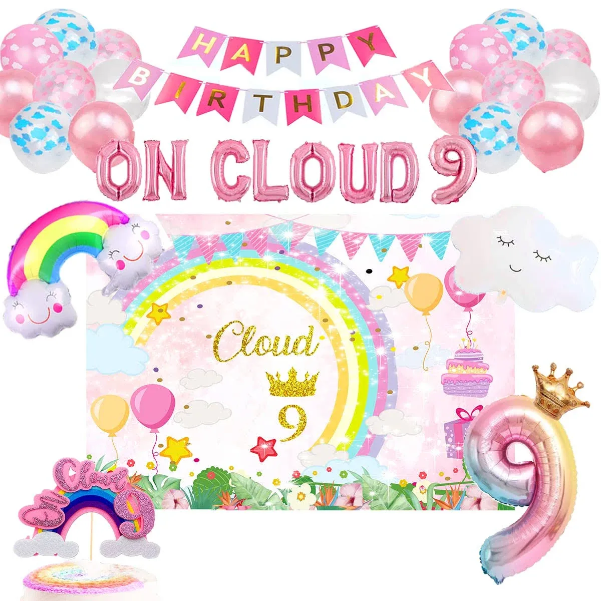 on cloud 9 birthday decorations for girlson cloud 9 party decorations9th birt...