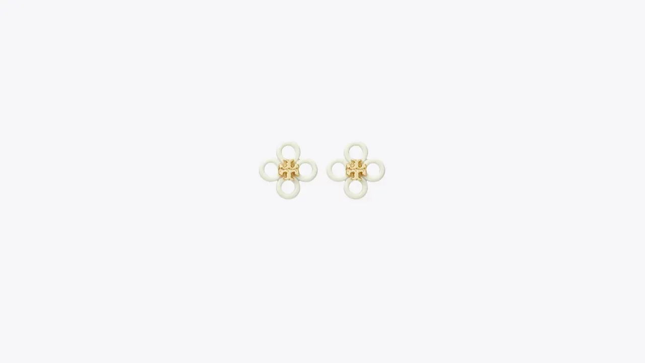 Tory Burch Small Kira Clover Enamel Stud Earrings