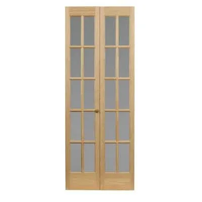 Pinecroft 36 in. x 80 in. Classic French 10-Lite Opaque Glass/Wood Interior Bi-Fold Door 872630