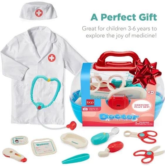 Best Choice Products Pretend Play Doctor Kit, Boys & Girls Doctor's Outfit, Toy Medical Set w/ 18 Accessories, Coat, Hat