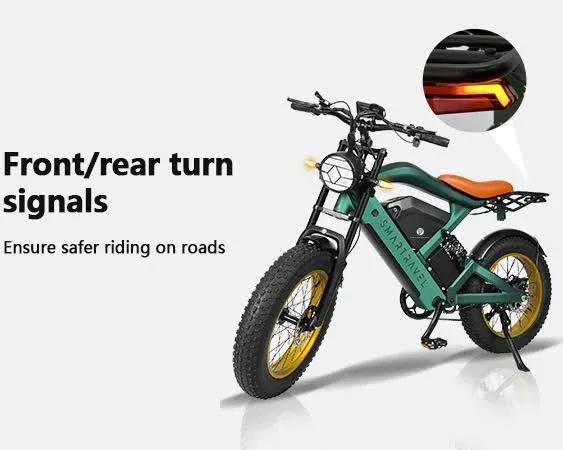 Smartravel Electric Bike 1200W Brushless Motor Ebike 48V/20Ah Battery GPS Control Green