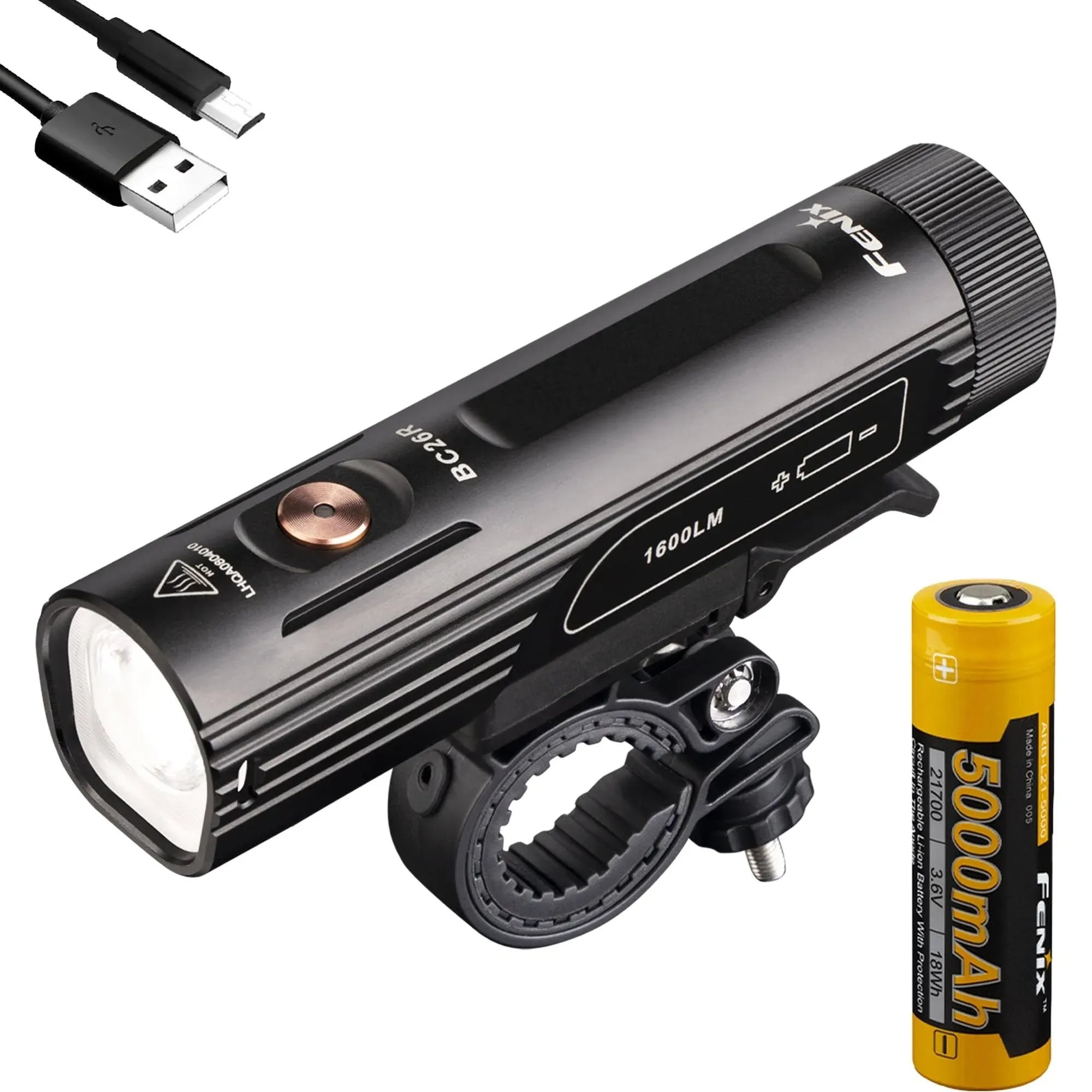 Fenix BC26R Rechargeable Bike Light, 1600 Lumens Super Bright with Dual Batteries and LumenTac Battery Organizer