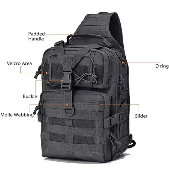 hopopower Tactical Sling Bag Pack Military Rover Shoulder Backpack EDC Assault Range Bag, Water-Resistant