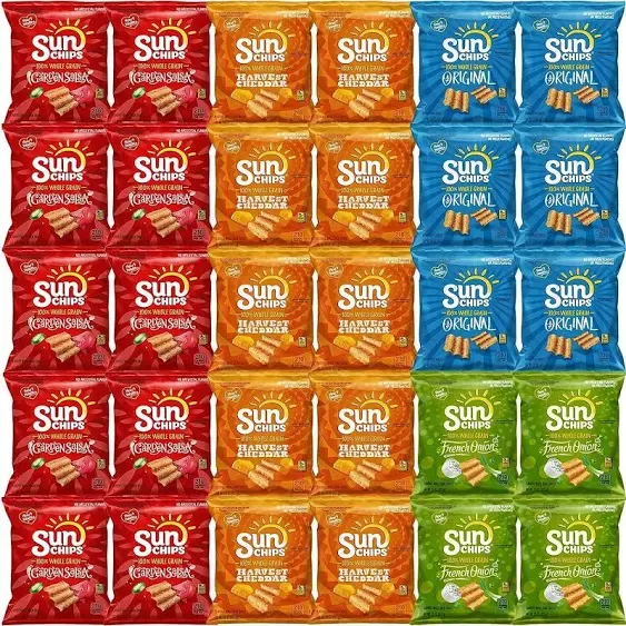 SunChips Variety Pack - Multi-Grain Snack Bag Healthy Assortment (30 Count)