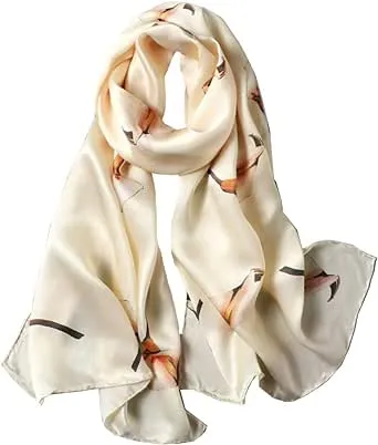 ANDANTINO 100% Mulberry Silk Long Scarf for Women Large Shawls for Headscarf and Neck- Oblong Hair Wraps with Gift Packed