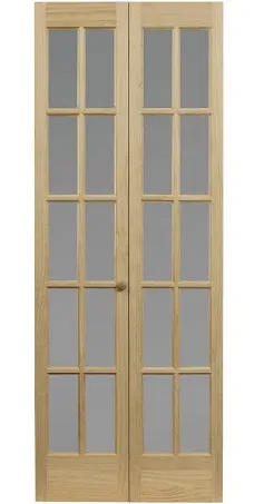 LTL Home Products 862730 Traditional Divided Frosted Glass Bifold Solid Wood Door, 36 Inches x 80 Inches, Unfinished Pine