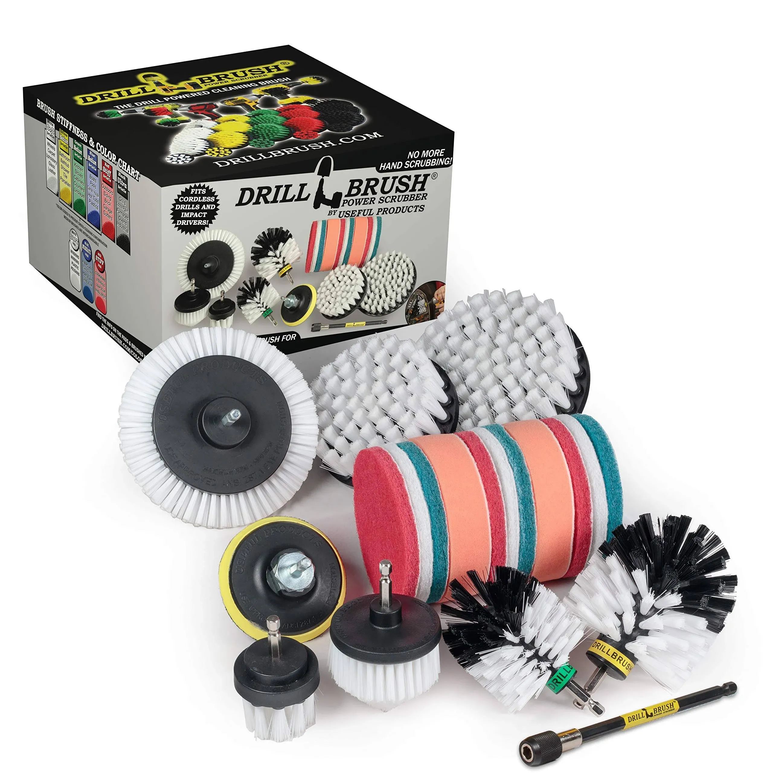 Drill Brush Power Scrubber by Useful Products - Carpet Cleaner - Car Cleaning Kit - Car Wash Kit - Glass Cleaner - Glass Cooktop