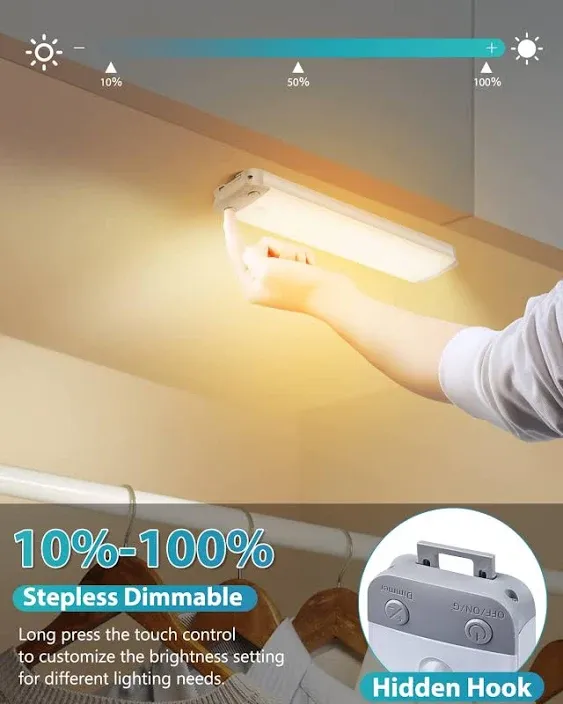 PRIORARE 30-LED Dimmer Under Cabinet Lights, Magnetic Motion Activated Light, Rechargeable Motion Sensor Closet Lighting Wireless Kitchen Cupboard Night Lights, Led Lights for Wardrobe Stairs