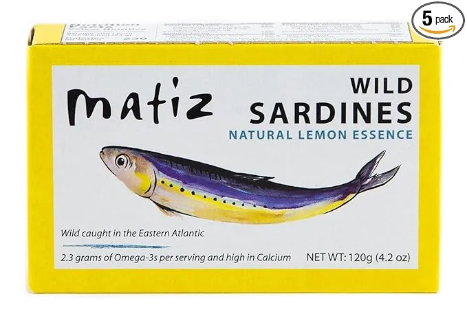 Matiz EspaAa Wild Caught Sardines with Natural Lemon Essence 4.2 oz. Keto and Paleo Friendly 4.2 Ounce Pack of 5