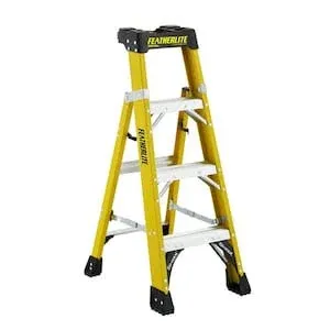 Featherlite 4 Feet fibreglass Cross Step Ladder with 300 lb. Load Capacity Type ...