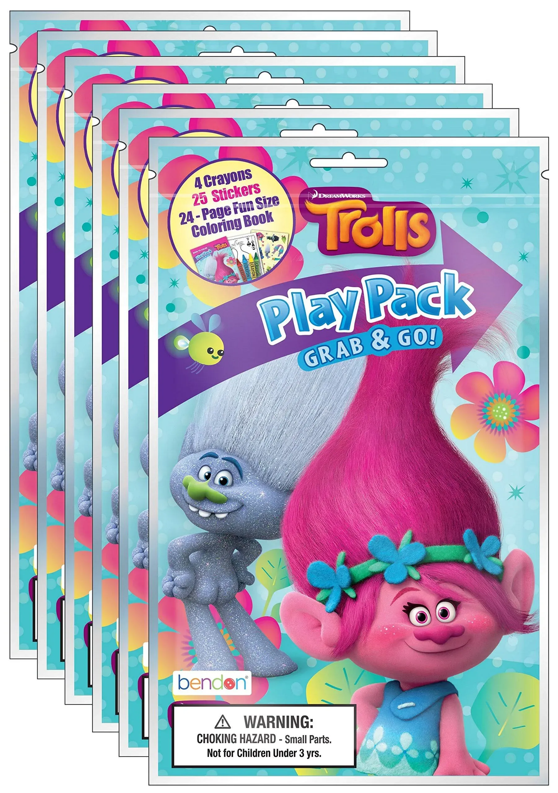 Bundle of 6 DreamWorks Trolls Grab & Go Play Packs