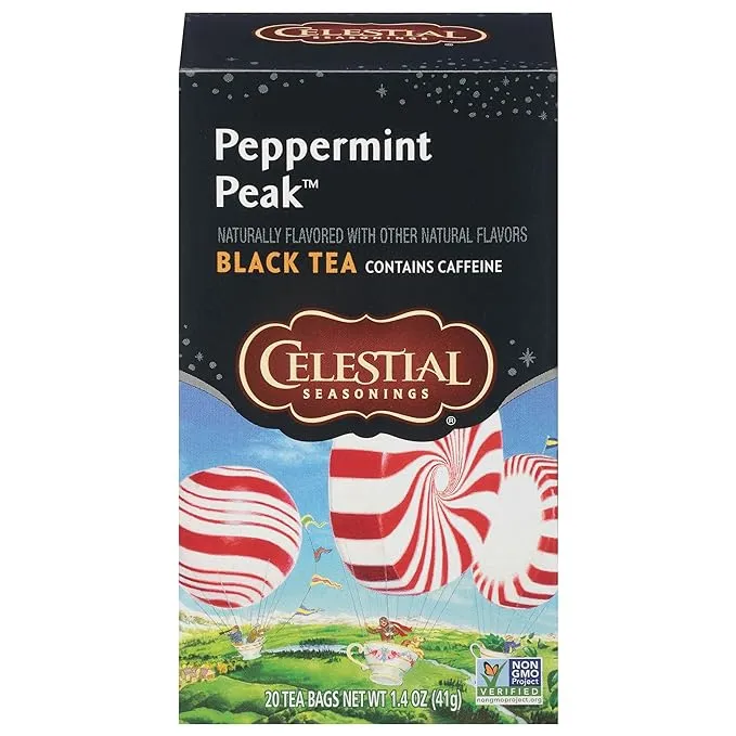 Celestial Seasonings Black Tea, Peppermint Peak, 20 Count (Pack of 6) (Packaging May Vary)