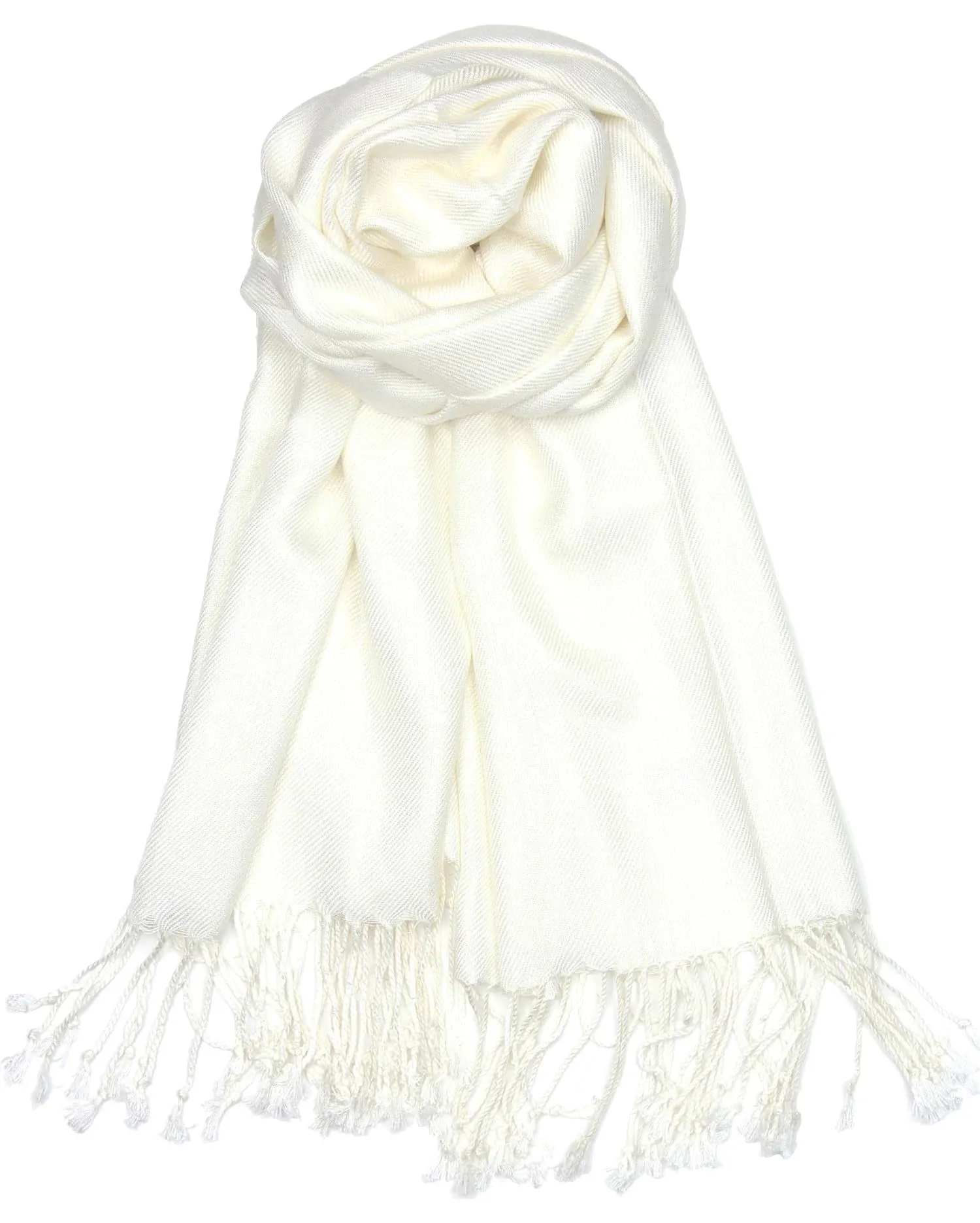 Achillea Large Soft Silky Pashmina Shawl Wrap Scarf in Solid Colors (IVORY)