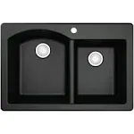 Karran - QT-610-BL - Double Bowl 33 in. x 22 in. x 9 in. Deep Black Quartz Kitchen Sink