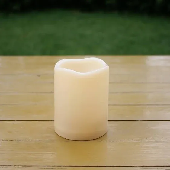 Outdoor Waterproof Battery Fake Flameless LED Pillar Candle with Timer 3”x 4”