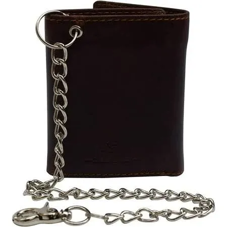 Marshal Wallet Swiss Marshall Men's RFID Blocking Premium Leather Chain Trifold ...