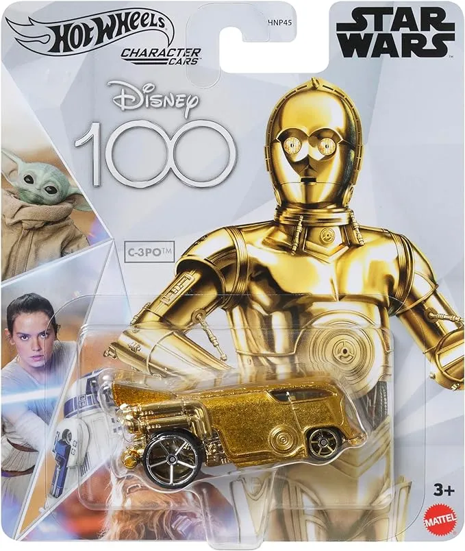 Hot Wheels Disney 100 Character Cars C-3PO, 1:64 Scale Collectible Toy Car from Star Wars