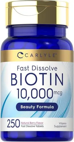 Biotin 10000mcg | 250 Fast Dissolve Tablets | Max Strength | by Carlyle