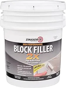 White, Zinsser Block Filling 2x Flat Primer- 293248, 5 Gallon- 1 Pack