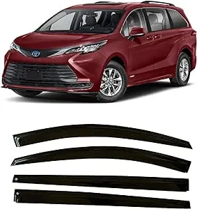 2021-2025 Tape-On Side Window Visor Deflectors for Toyota Sienna LE XLE XSE Limited Platinum Smoke Tinted Rain Guards 2022 2023 2024