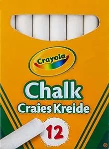 CRAYOLA Anti-Dust White Chalk 12 Count (Pack of 1) | Smooth Texture Makes Writing & Drawing on Blackboards Easy! (Packaging may vary)