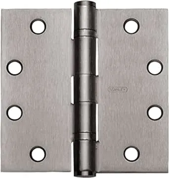 Stanley Security FBB179426D 4" x 4" Steel Full Mortise Ball Bearing Standard Weight Square Corner Hinge # 068261 Satin Chrome Finish