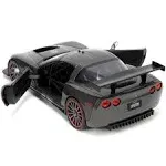 Big Time Muscle 1:24 2005 Chevy Corvette C6R Die-cast Car Charcoal Grey, Toys for Kids and Adults