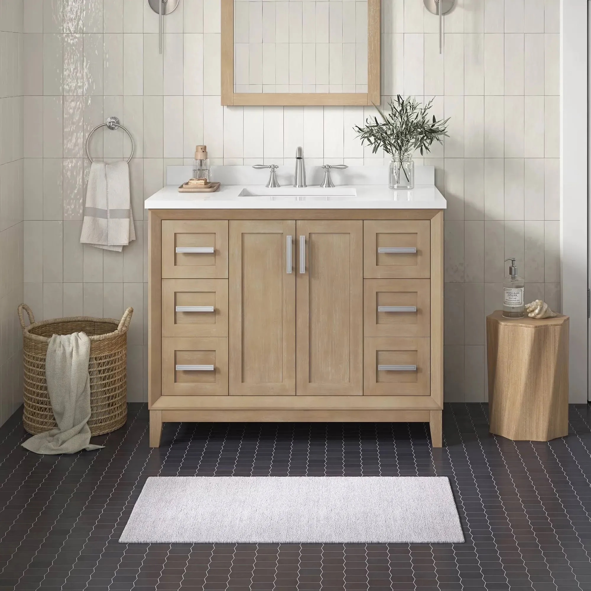 OVE Decors Maverick 36" Single Sink Bathroom Vanity Antique Oak, 42 in.