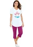 Plus Size Women's Two-Piece V-Neck Tunic & Capri Set by Woman Within in Flamingo Love (Size 4X)