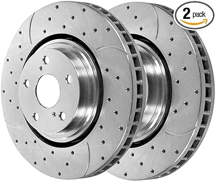 AutoShack Front Drilled Slotted Brake Rotors Silver Pair of 2 Driver and Passenger Side Replacement for Lexus RX350 NX200t RX450h NX300h 2008-2019 Toyota Highlander 2011-2020 Sienna FWD PR41513DSZPR