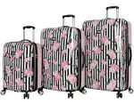 Betsey Johnson Stripe Roses 3-Piece Luggage Set