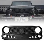 Front Grill with Mesh Matte Black Grille For Jeep Wrangler 2007-2018 Rubicon Sahara Sport JK for Jeep Wrangler JK JKU 2007-2018 (Siege)