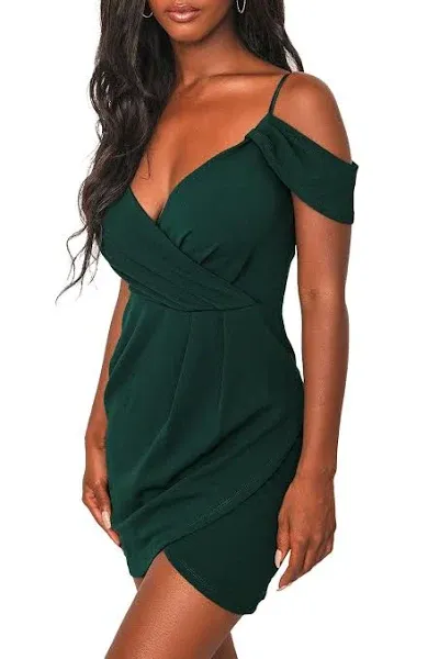 Love So Sweet Hunter Green Off-the-Shoulder Bodycon Dress