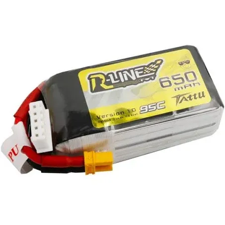 Tattu R-Line 650mAh 14.8V 95C 4S1P Lipo Battery Pack with XT30 Plug