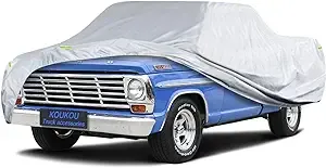 KouKou Truck Cover Waterproof All Weather, 6 Layers Full Pickup Cover, Universal Fit for Chevy C10, Ford F100, RAM 1500, Sierra 1500, Silverado 1500 Regular Cab Single Cab Truck. (up to 210 inches)