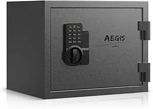 AEGIS 1.2 Cubic Feet Cabinet Safe Box with Digital Password & Keys Electronic Security RV Safe Box Money Lock Box for Home Hotel Office Business Jewelry Gun Cash