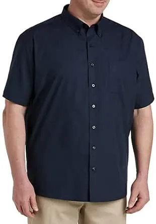 DXL Big + Tall Essentials Men's Big and Tall Poplin Short-Sleeve Sport Shirt