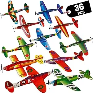 Glider Planes Bulk Pack of 36-8 Inch Bomber Airplane Gliders for Kids