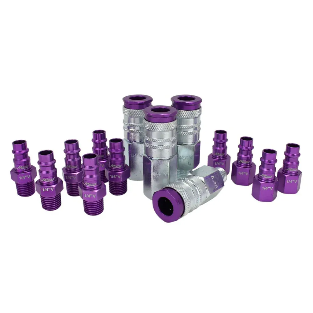 Milton ColorFit V Style Coupler and Plug Kit 1/4" NPT 14 Pieces S-314VKIT Purple