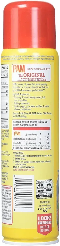 Pam Cooking Spray Original, 8 oz