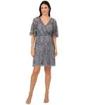 Adrianna Papell Women's Beaded Mesh A Line Dress - Dusty Blue - Size 2