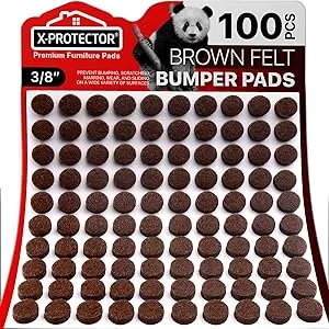 Cabinet Door Bumpers X-Protector 100 PCS – Small Felt Pads 3/8” – Ideal Brown Felt Bumpers – Self-Adhesive Thick Felt Dots – Bumper Pads to Protect Glass & Other Surfaces!