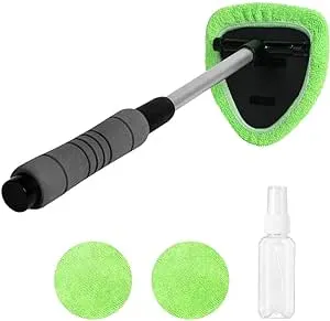 XINDELL 29-Inch Windshield Cleaner Tool - Portable Car Interior Cleaning Kit with Extendable Handle, 4 Microfiber Towel Pads, Auto Glass Wiper for Windshield, Trucks, SUVs, RVs, and Home Windows