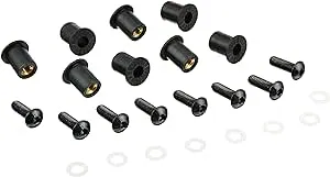 Black Windscreen Screw Kit w/Well Nuts