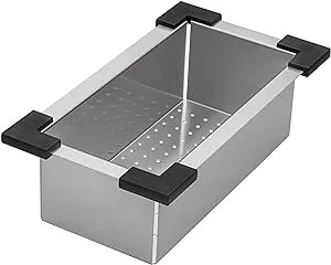 Ruvati Workstation Sink Colander 17 inch Stainless Steel with Plastic Corners - RVA1327