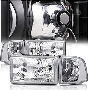 M-auto OE Style Headlights Assembly w/2 Pre-Assembled 6000K LED Bulbs Replacement ...