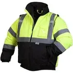 Pyramex RJ3210XL Hi Vis Lime Safety Bomber Jacket with Quilted Lining