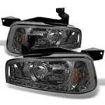 AKKON - for 06-10 Dodge Charger Smoke 1 Piece DRL LED Headlights w/Corner Turn Signal Lamps Left + Right Pair