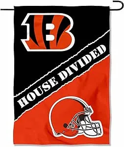 House Divided Bengals and Browns Garden Flag and Yard Banner