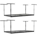 2-Pack 4 x 8 MonsterRax Overhead Garage Storage Rack, Ceiling Racks for Garage, Organization Shelving, Adjustable Hanging Shelf, Grey, 24"-45" Height Adjustment